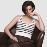 FARABIZ Ann Taylor ‘Monochrome’ Ribbed Henley Tank