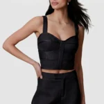 Banana Republic Clovier Quilted Bustier Top – Obsidian Black Edition
