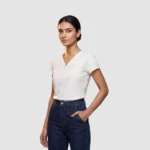 Chico's ‘Ivory-Lace’ Swiss-Dot Cotton V-Neck Tee