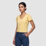 Citrine Crochet-Shoulder V-Neck - Hand-Articulated Detail