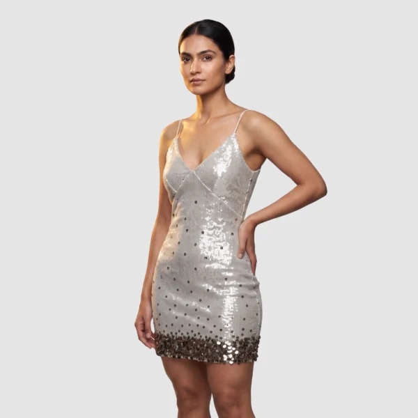 .Crew Sequin Paillette Slip Dress (M) - Champagne