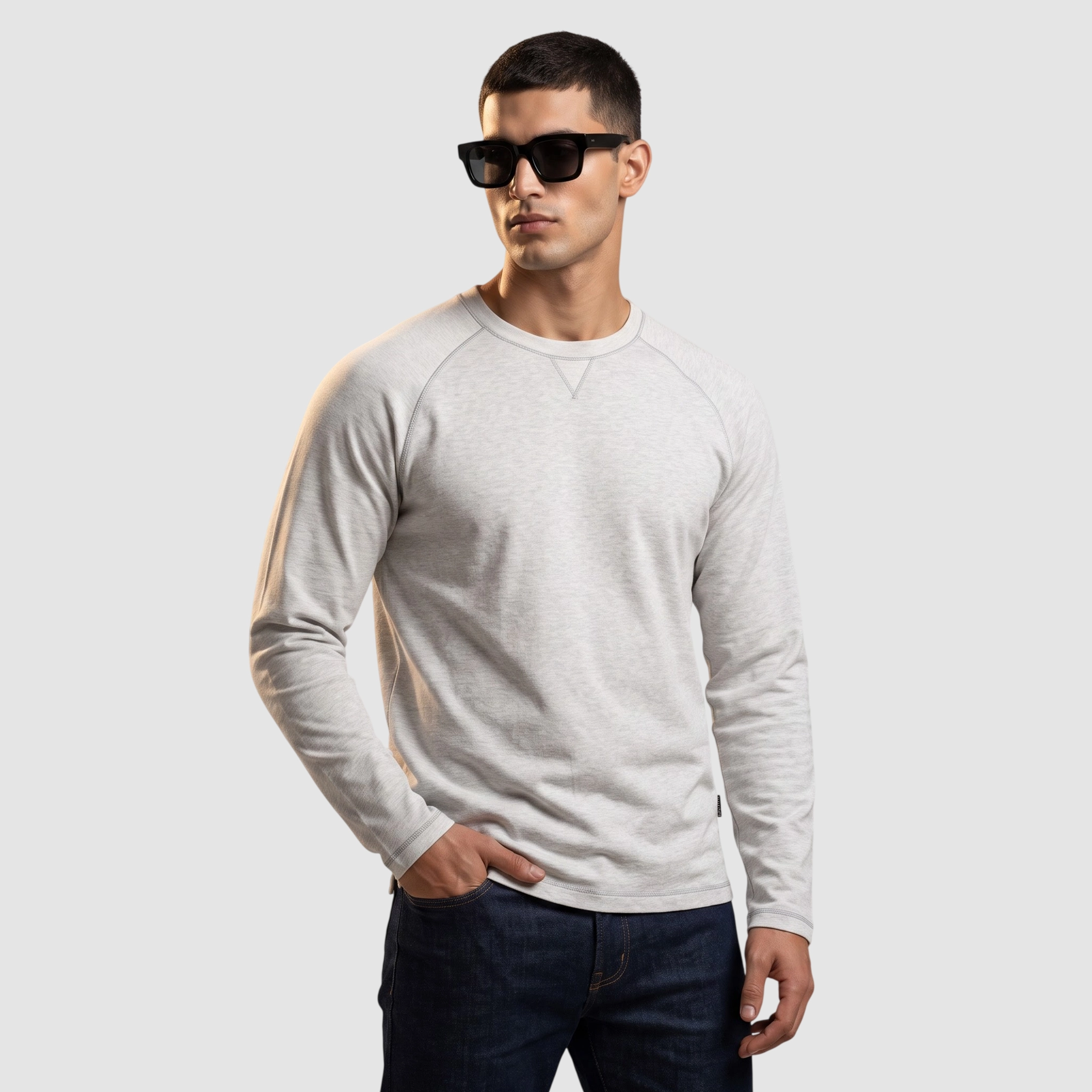 Raglan Heather Knit Pullover (M)