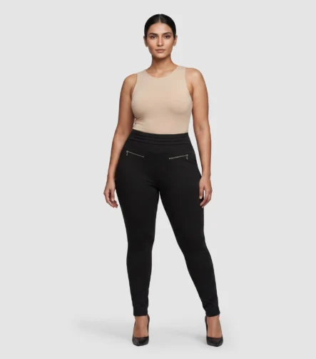 High-Waisted Zip-Detail Slim-Fit Jeggings (M)