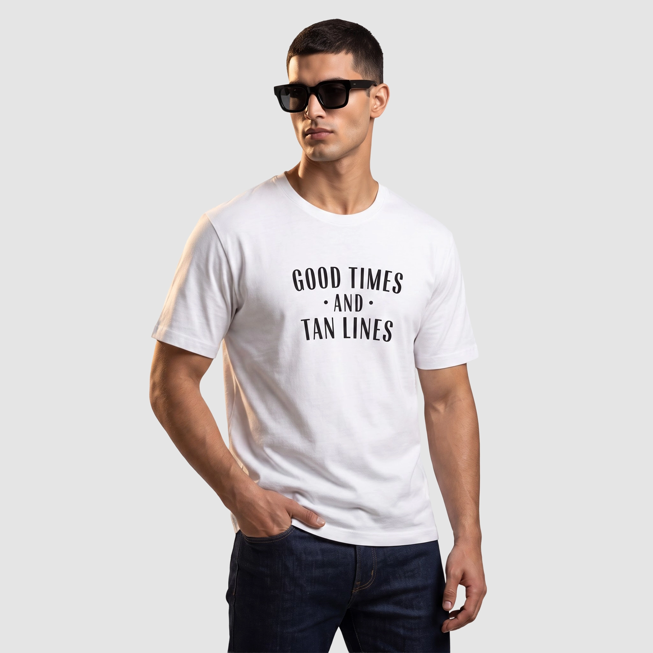 Tan Lines Typography Oversized Graphic Tee (L)