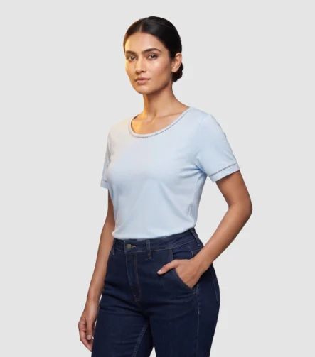 Sky-Breeze’ Ladder-Stitch Tee