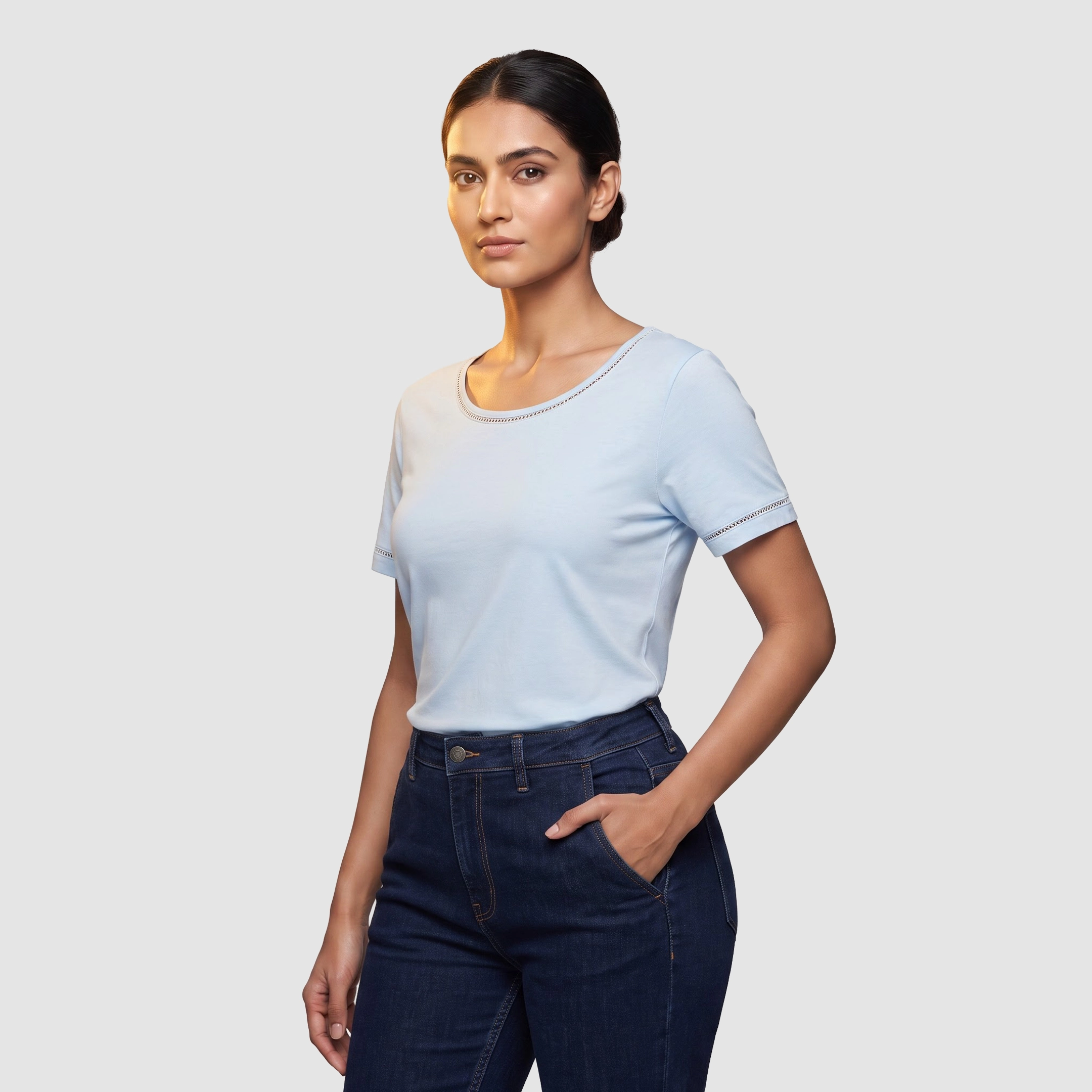 Sky-Breeze’ Ladder-Stitch Tee