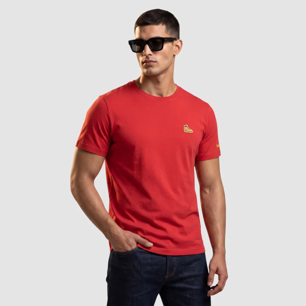 Timberland Boot Patch Organic Red Tee (M)