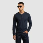 Superdry Navy Long-Sleeve Henley Tee (L)