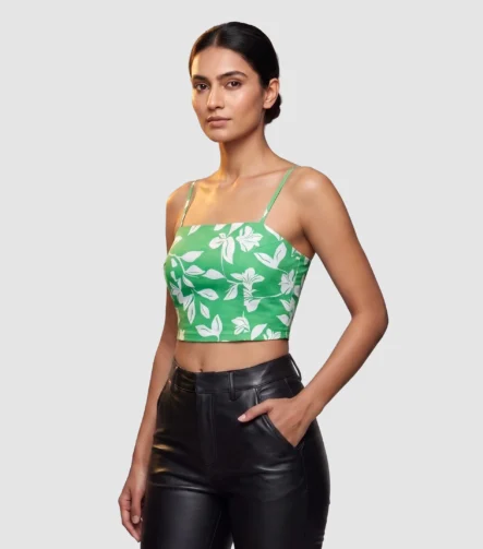 J.Crew Green Floral Botanical Crop Top (L)
