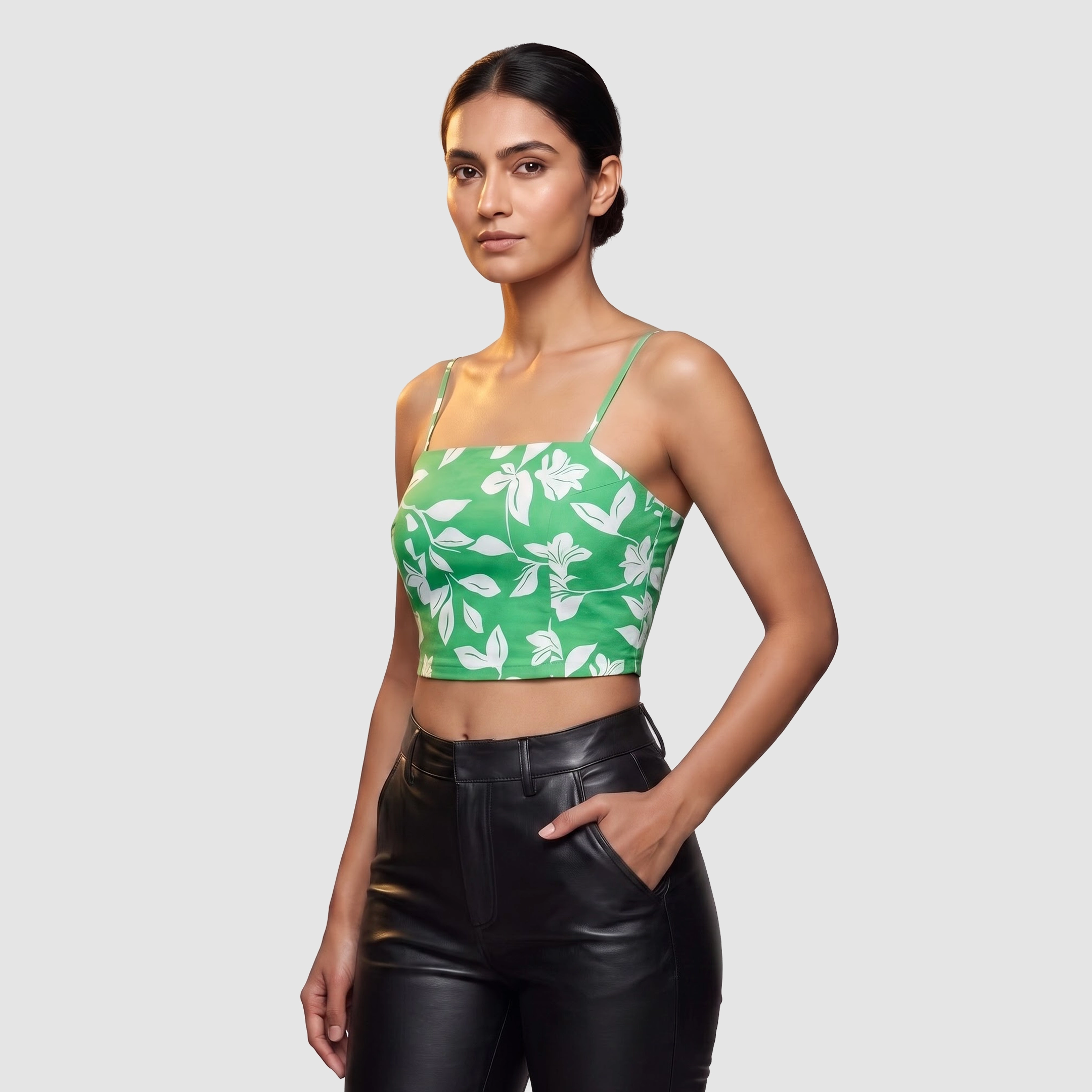 J.Crew Green Floral Botanical Crop Top (L)