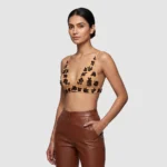 Embellished Sequin Plunge Canvas Bralette (S)